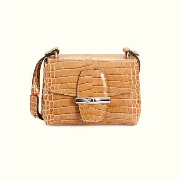 LONGCHAMP Croc-Embossed Leather Crossbody Bag - Picture 1 of 3